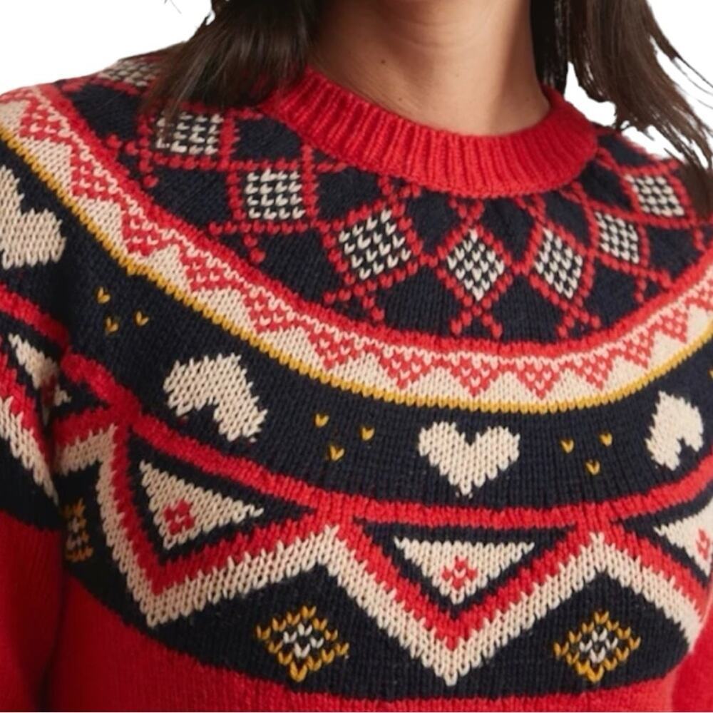 Marine Layer Archive Alpine Sweater in Red Fair Isle Size XL - Picture 4 of 6